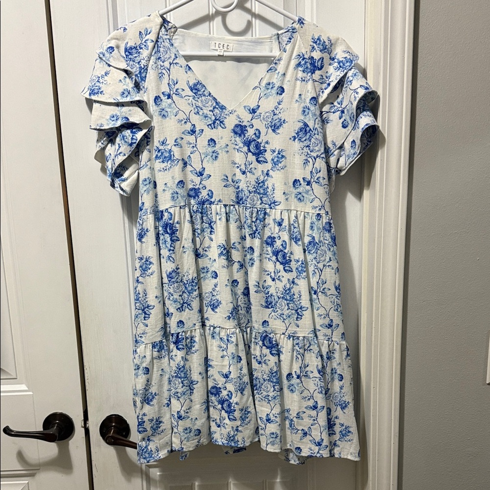 Blue Floral Midi Dress
